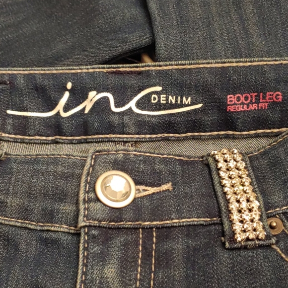 INC Denim Jeans with Rhinestone Trim Boot Leg Regular fit Size 8 - Picture 10 of 13